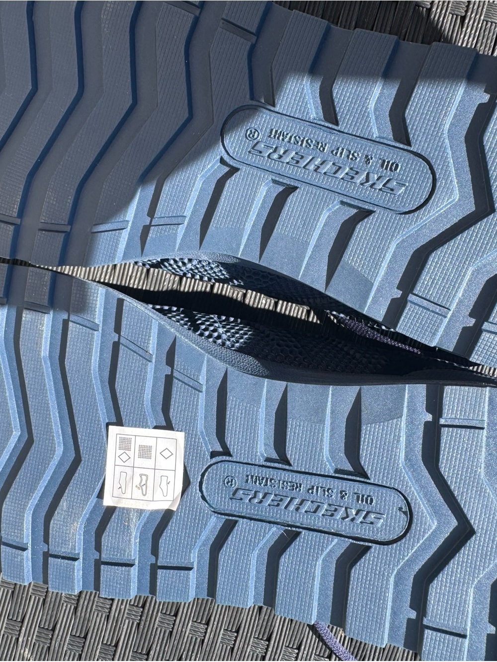 Skechers Navy Mesh Lace-Up Sneakers with Red Insole with memory foam. - Picture 5 of 8